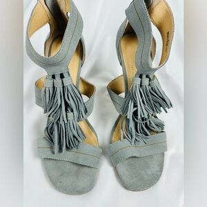 Chinese Laundry Gray Blue Suede Tassel Heels Size 9
